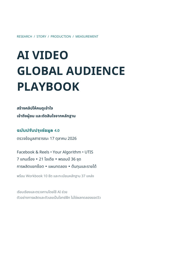 ปก AI Video Global Audience Playbook ฉบับ 4.0